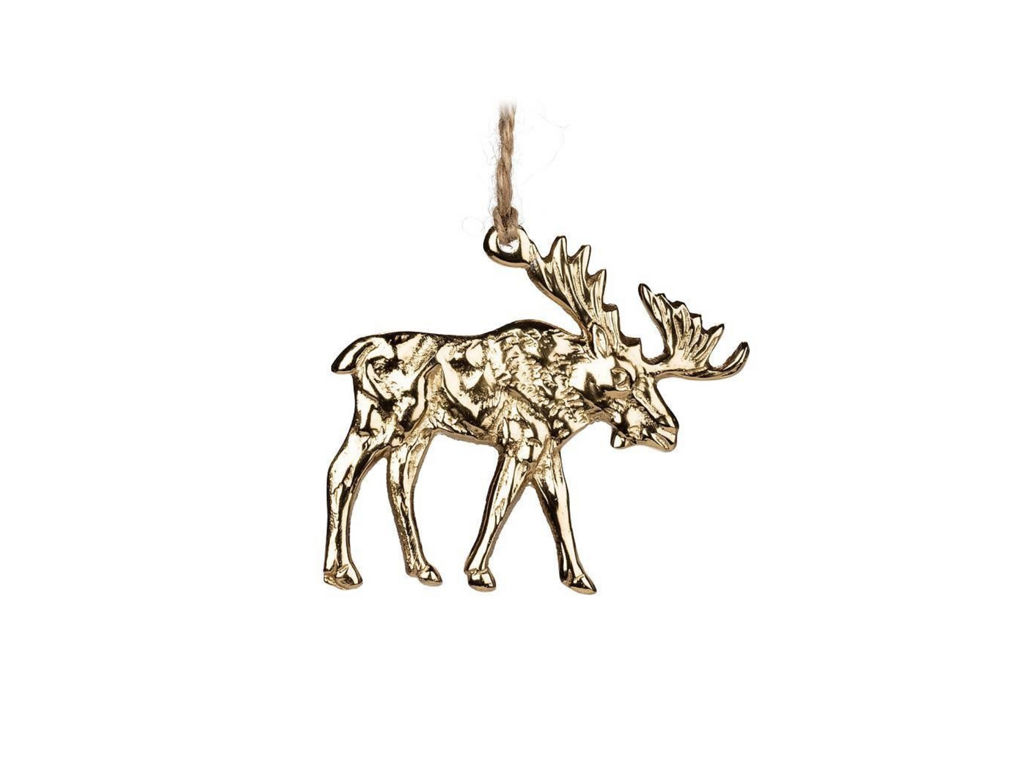 Gold moose pendant on a white background